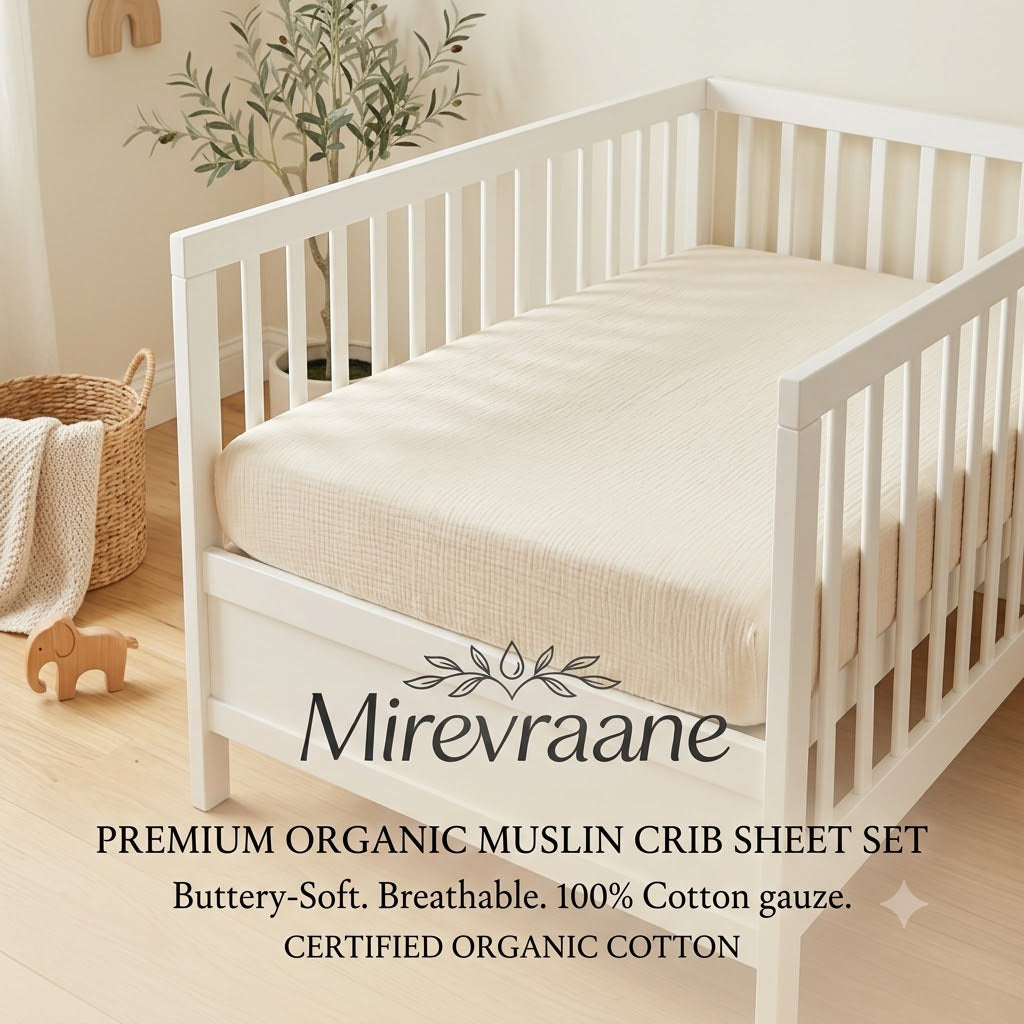 Mirevraane™ Organic Muslin Crib Sheet Set