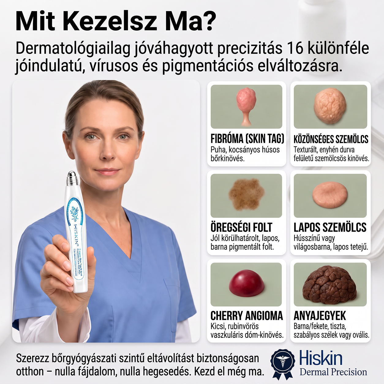 HISKIN®⭐ 7 napos golyós aplikátor szemölcsök és foltok ellen – Fejlett, fájdalommentes és hegmentes bőrhibatartó megoldás