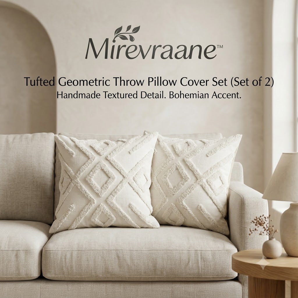 Mirevraane™ Tufted Geometric Throw Pillow Cover Set (Set of 2)