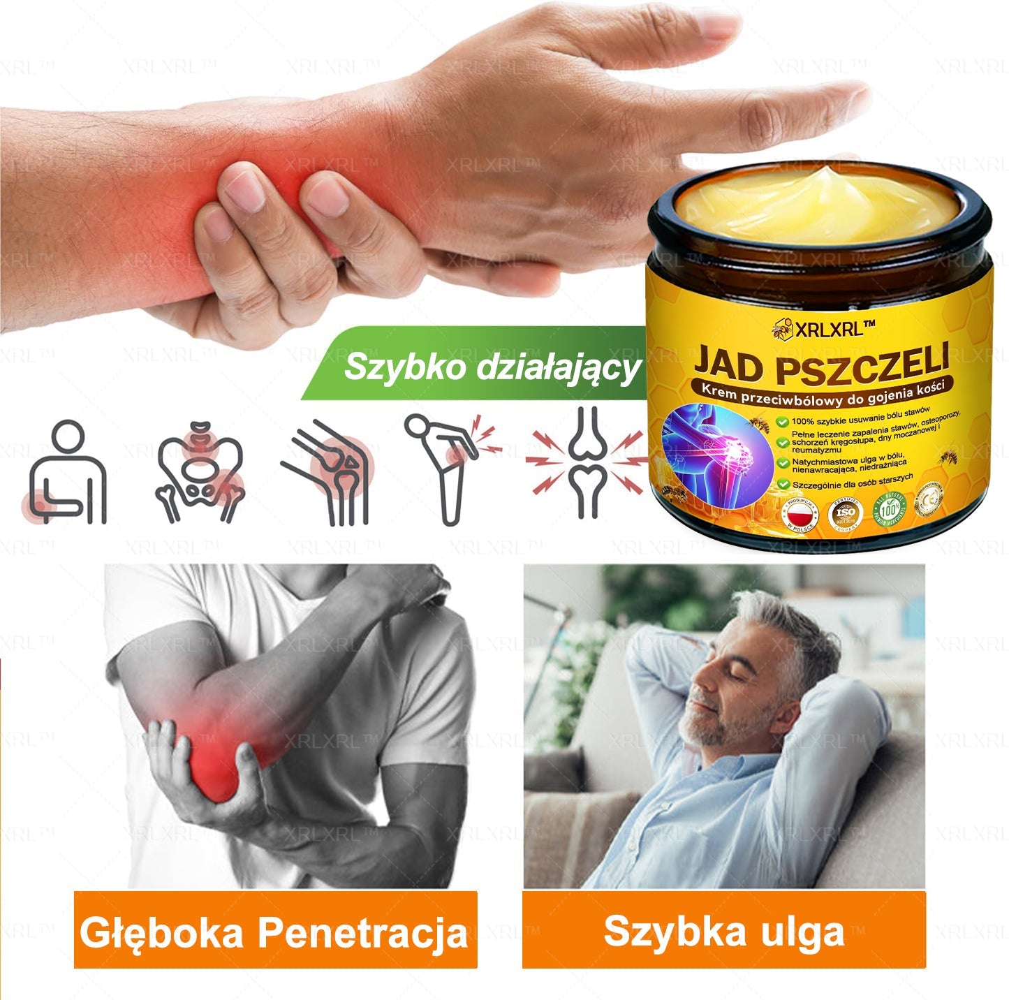 XRLXRL® Jad pszczeli Maść przeciwbólową wspomagającą gojenie kości ✨🌸(Szczególnie dla osób starszych i zalecane przez EFORT)