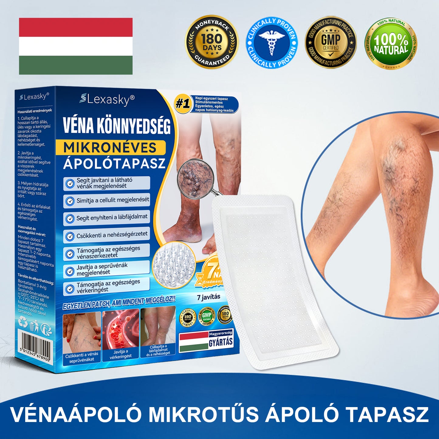 Lexasky® Vénakönnyítő Mikrotűs Ápoló Tapasz 🦶 Gyors Megkönnyebbülés, Tartós Hatás ⏰ MA UTOLSÓ NAP – 80% KEDVEZMÉNY