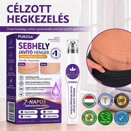 PUROSA®🩹 Orvosi tisztaságú szilikon hegápoló görgő (Kiemelkedő, piros, kemény, feszülő és elszíneződött műtéti hegekre)
