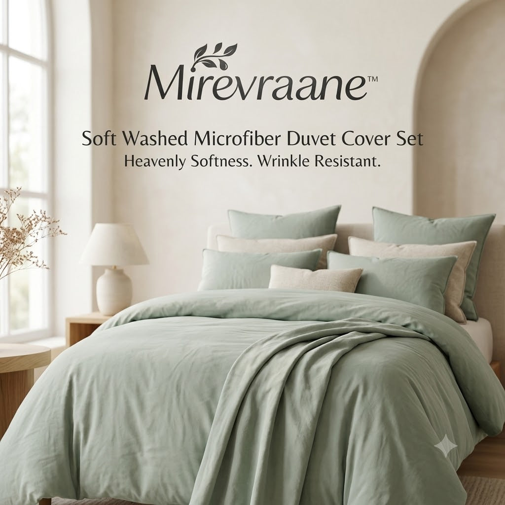 Mirevraane™ Soft Washed Microfiber Duvet Cover Set (Twin/Twin XL)