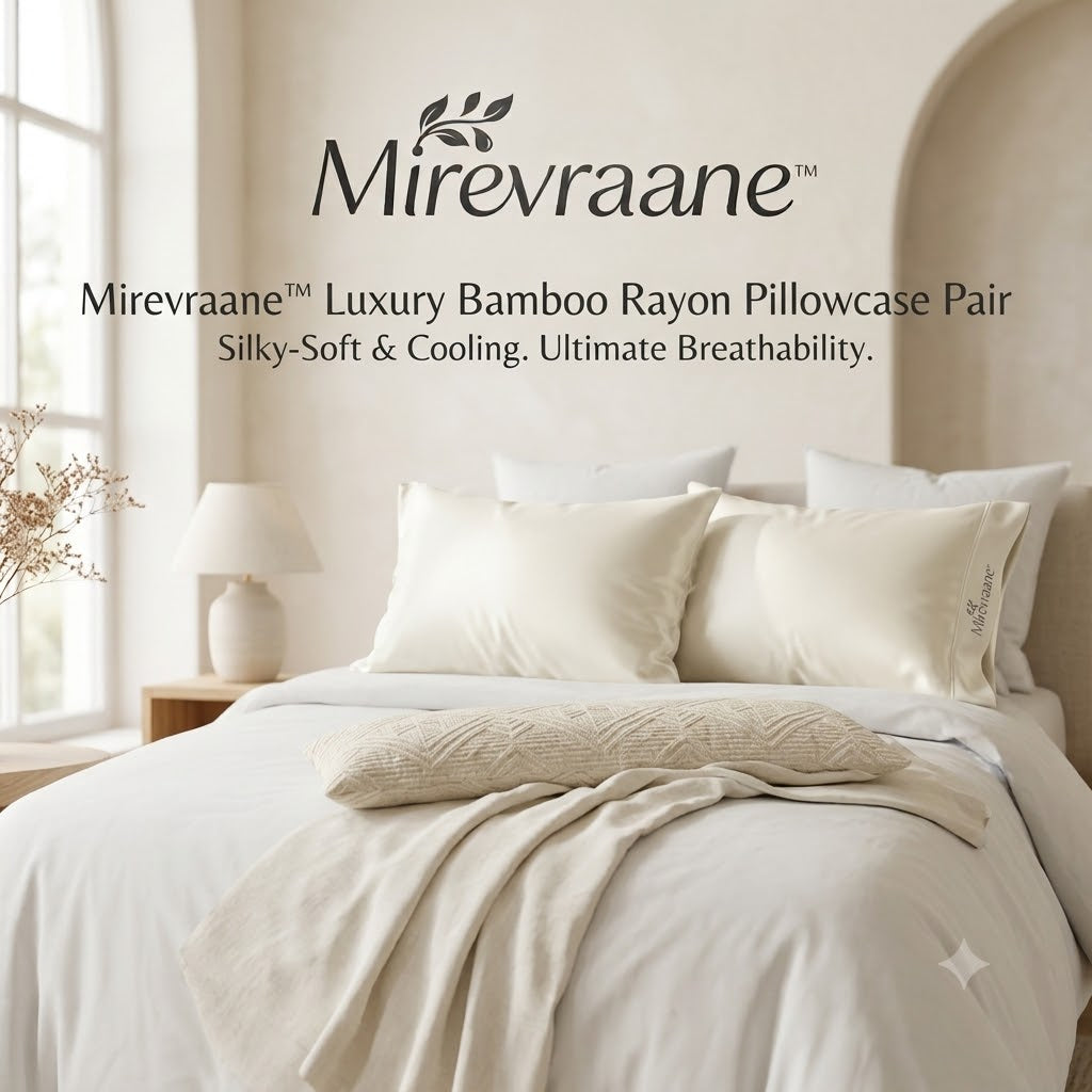 Mirevraane™ Luxury Bamboo Rayon Pillowcase Pair
