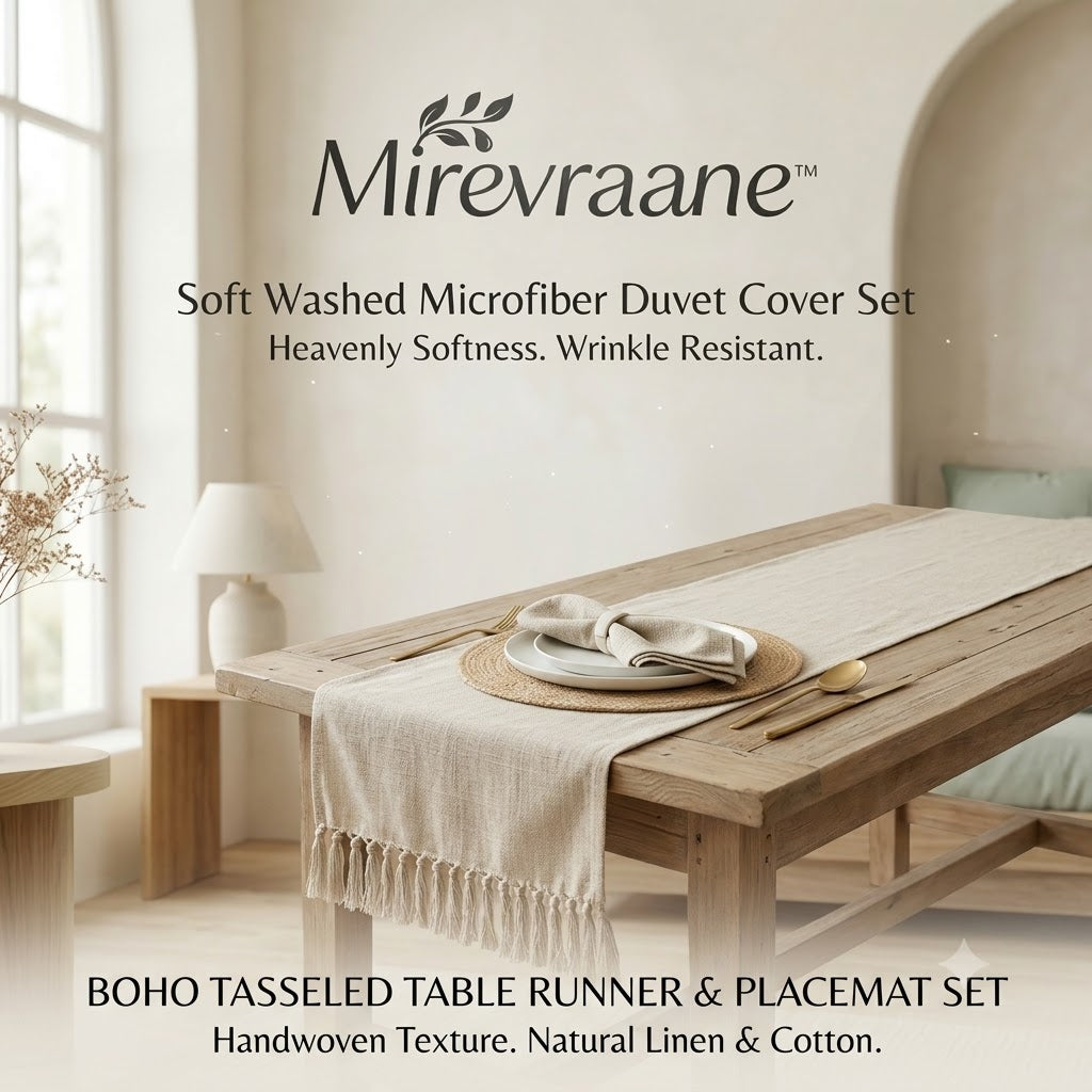 Mirevraane™ Boho Tasseled Table Runner & Placemat Set