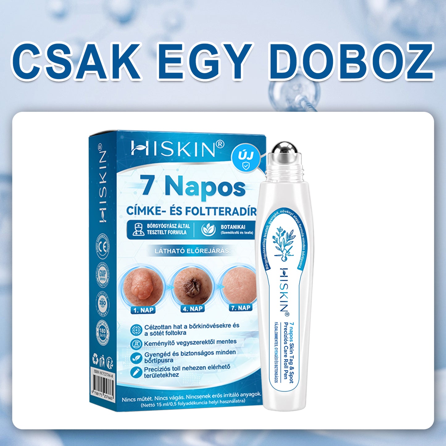 HISKIN®⭐ 7 napos golyós aplikátor szemölcsök és foltok ellen – Fejlett, fájdalommentes és hegmentes bőrhibatartó megoldás